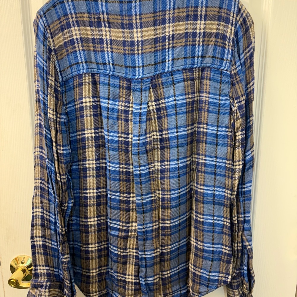 Free People Blue and Tan Plaid Shirt - Picture 5 of 5